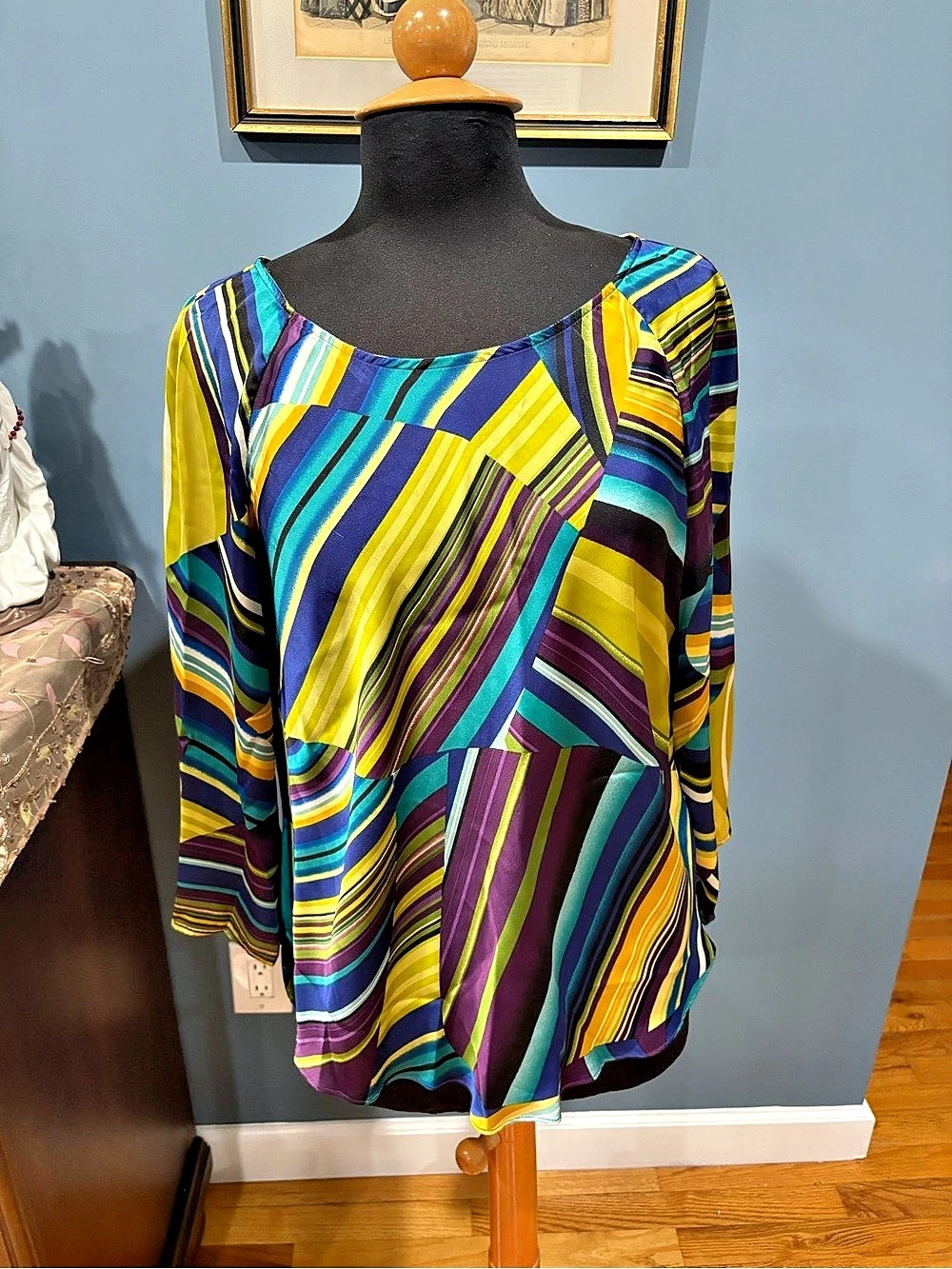Sunny Leigh Geometric Long Sleeve blouse in Multicolor XL